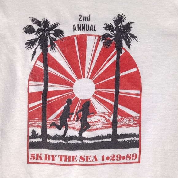 Vintage 1989 Ft Lauderdale By The Sea 5k Run T-Shirt Adult Medium White USA Made - Picture 2 of 15